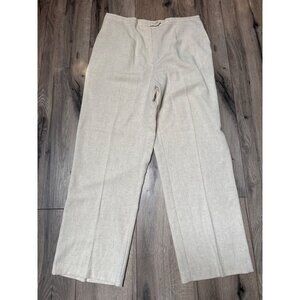 Sag Harbor Stretch Womens Flat Front Pants Size 14 Beige Linen-Blend Relaxed Fit